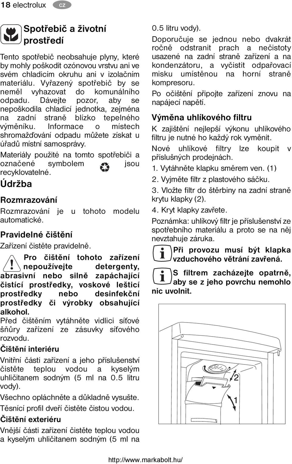 Informace o místech shromažďování odpadu můžete získat u úřadů místní samosprávy. Materiály použité na tomto spotřebiči a označené symbolem jsou recyklovatelné.