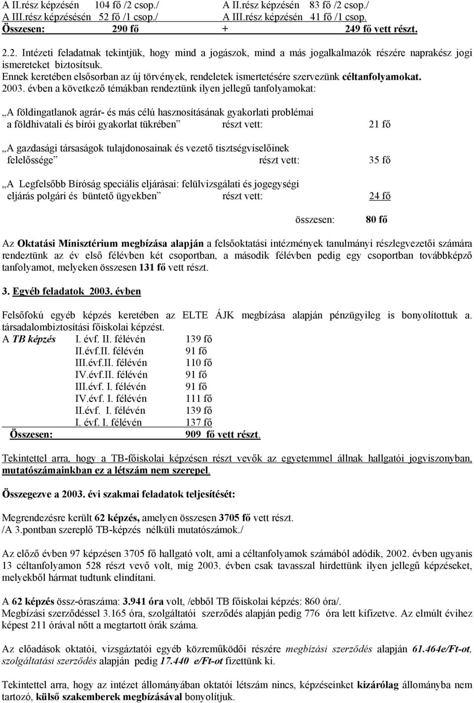 évben a következő témákban rendeztünk ilyen jellegű tanfolyamokat: A földingatlanok agrár- és más célú hasznosításának gyakorlati problémai a földhivatali és bírói gyakorlat tükrében részt vett: 21