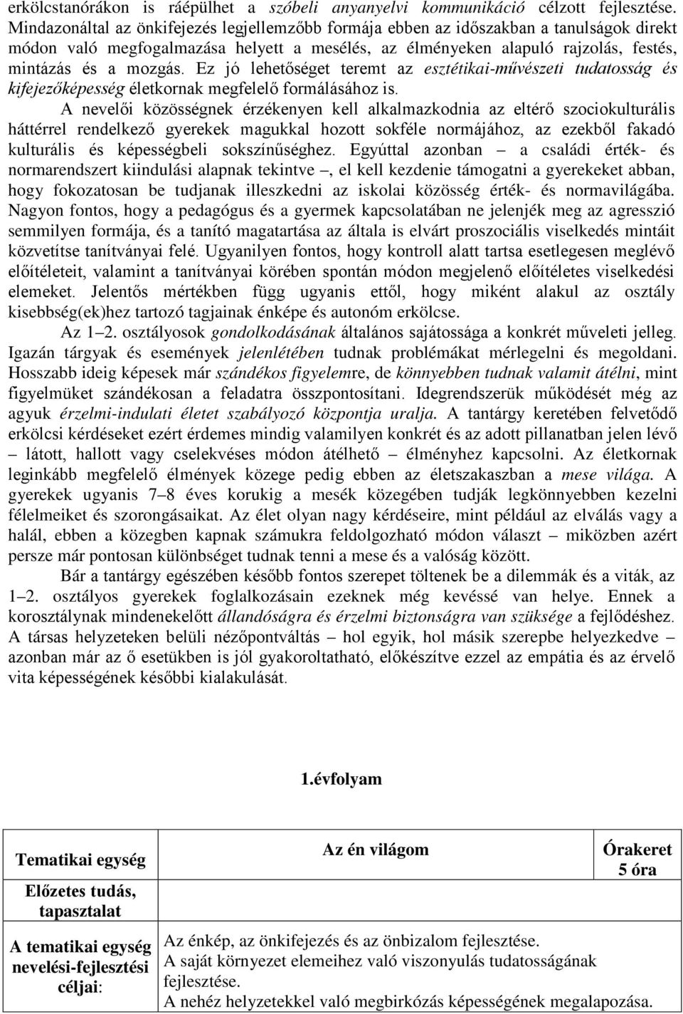 Ez jó lehetőséget teremt az esztétikai-művészeti tudatosság és kifejezőképesség életkornak megfelelő formálásához is.