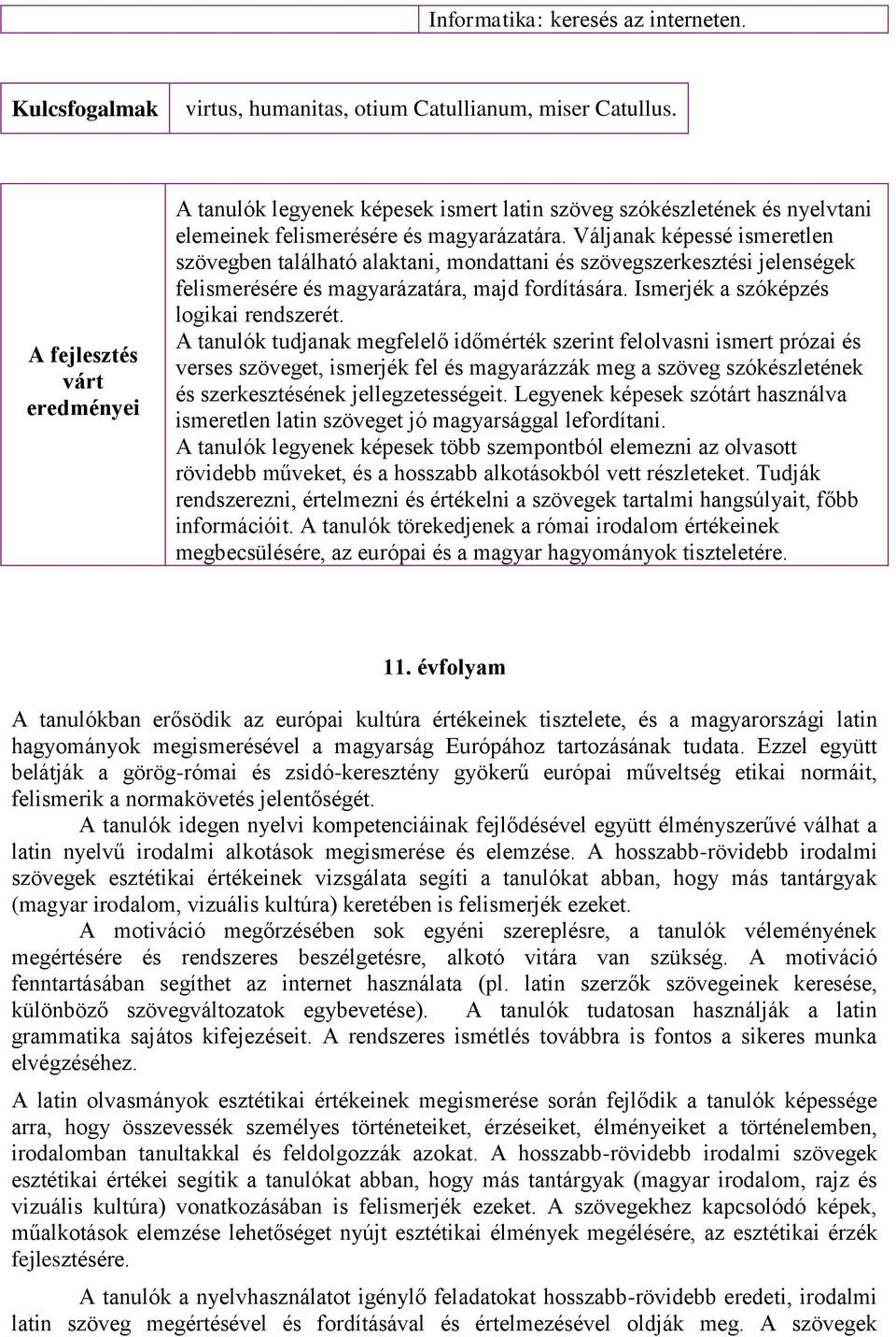 Váljanak képessé ismeretlen szövegben található alaktani, mondattani és szövegszerkesztési jelenségek felismerésére és magyarázatára, majd fordítására. Ismerjék a szóképzés logikai rendszerét.