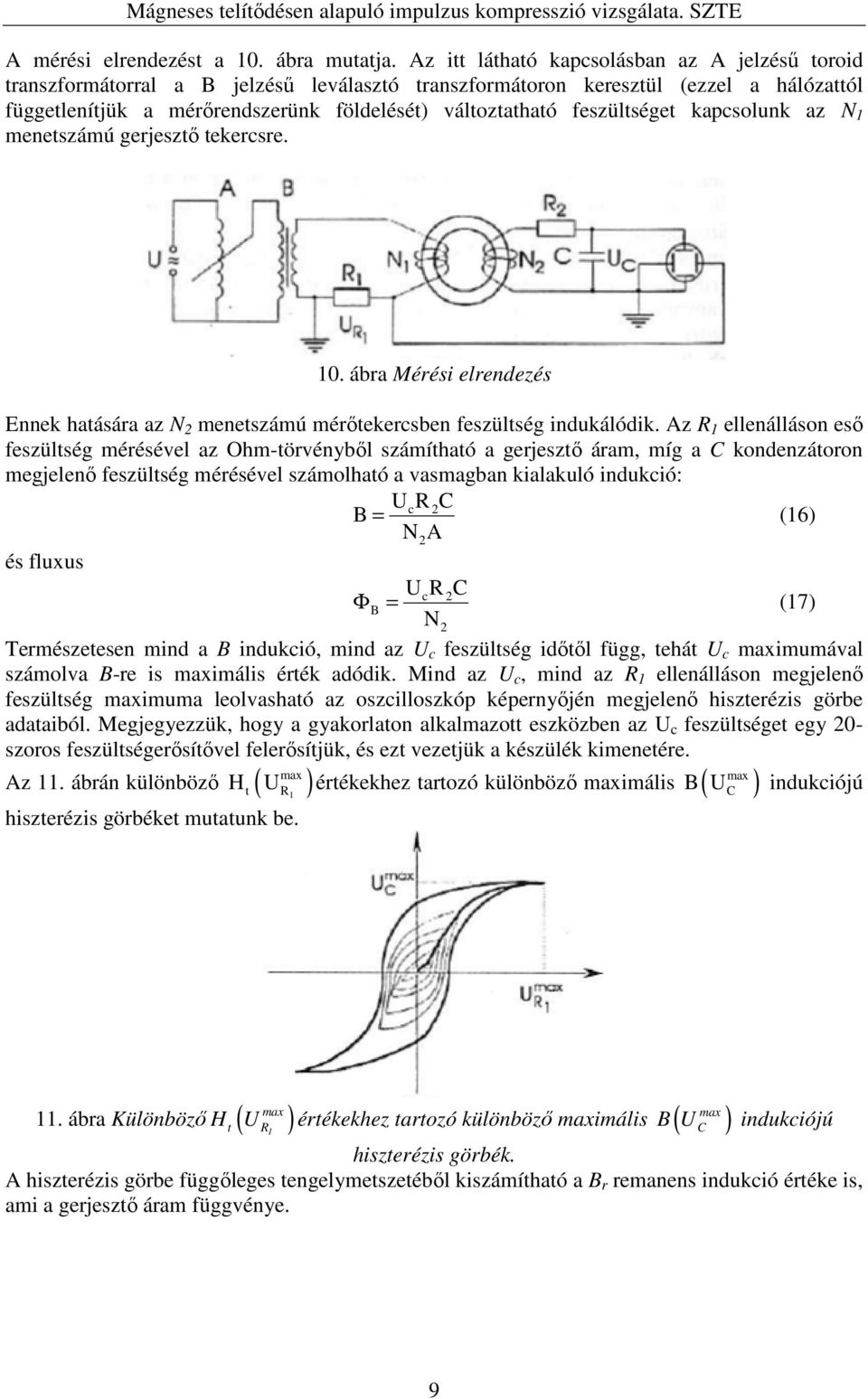 feszültséget kapcsolunk az N menetszámú gerjesztő tekercsre. 0. ábra Mérési elrendezés Ennek hatására az N 2 menetszámú mérőtekercsben feszültség indukálódik.