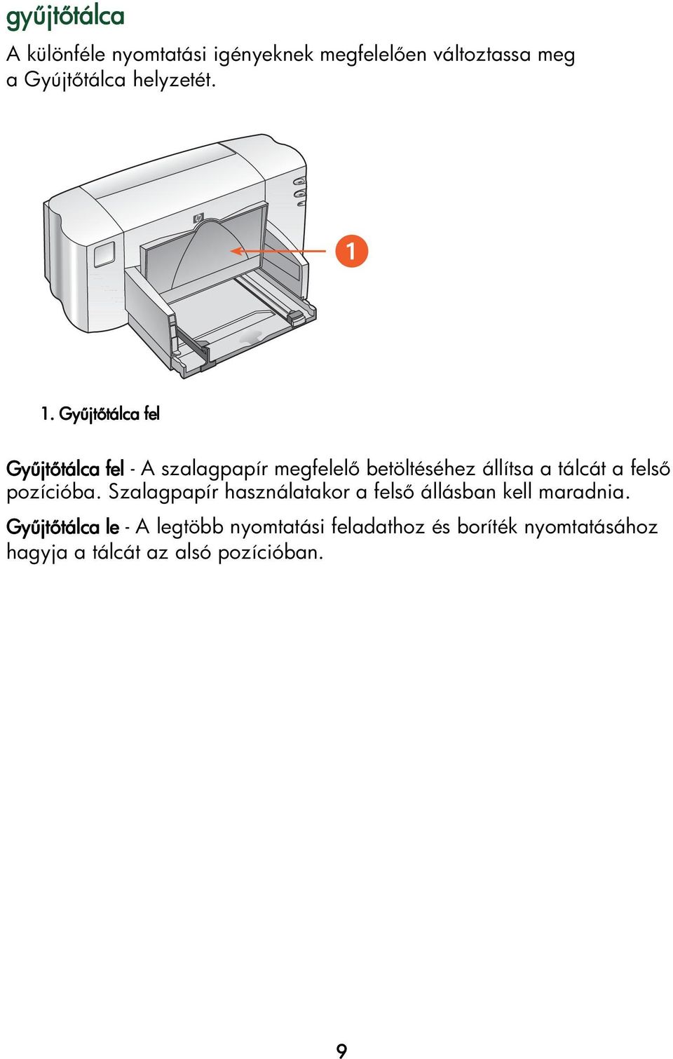 Gy jt tálca fel Gy jt tálca fel - A szalagpapír megfelel betöltéséhez állítsa a tálcát a fels