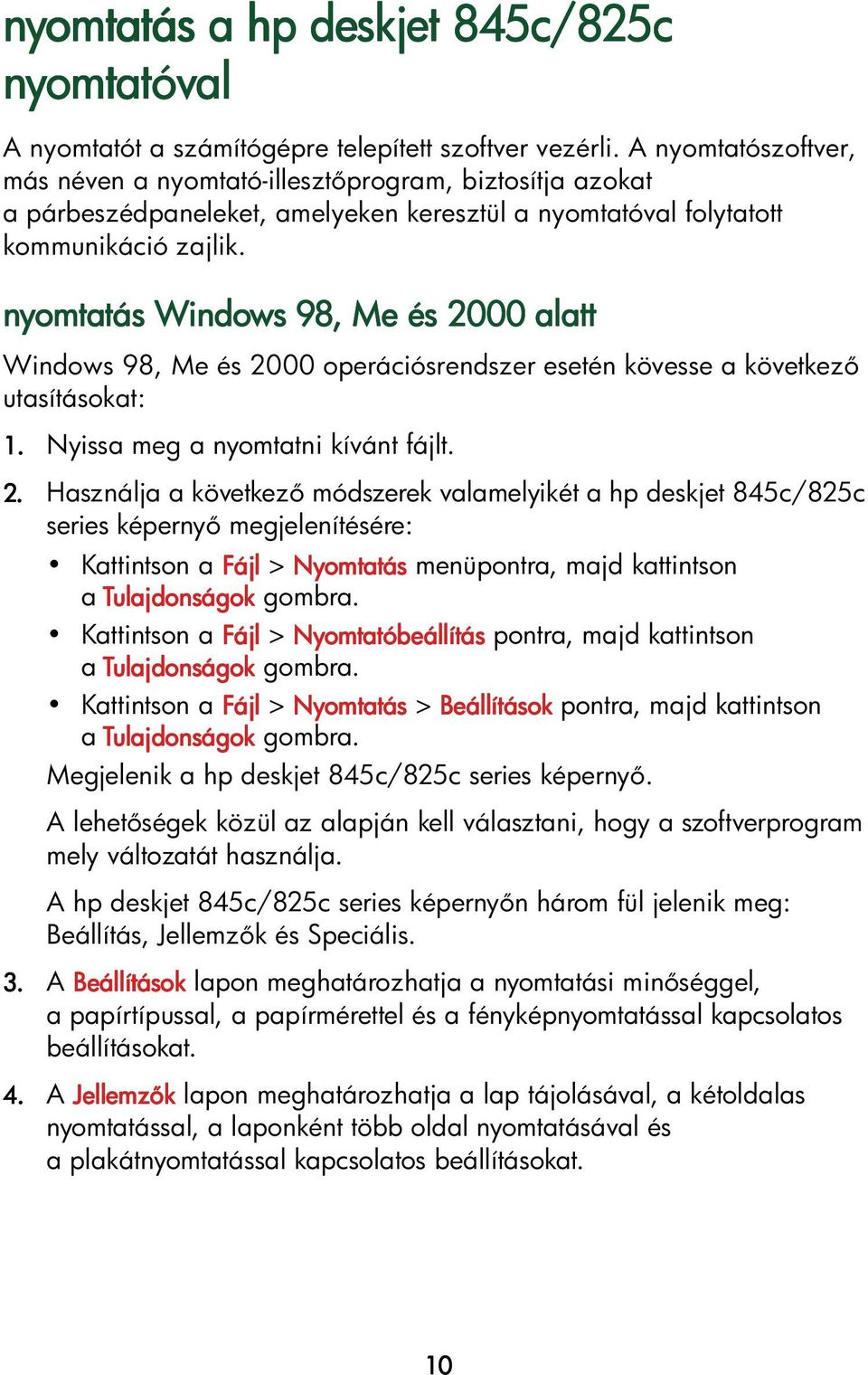 nyomtatás Windows 98, Me és 20
