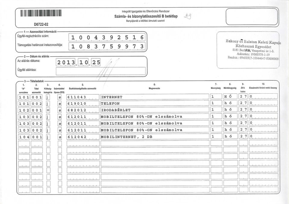 -" / / /// / 88 BerhRH Veszprem ur -3. Adoszam: 93S357S-I-9 Banksz.: 69437-44647- -3 Teteladatok. 2-3- 4.