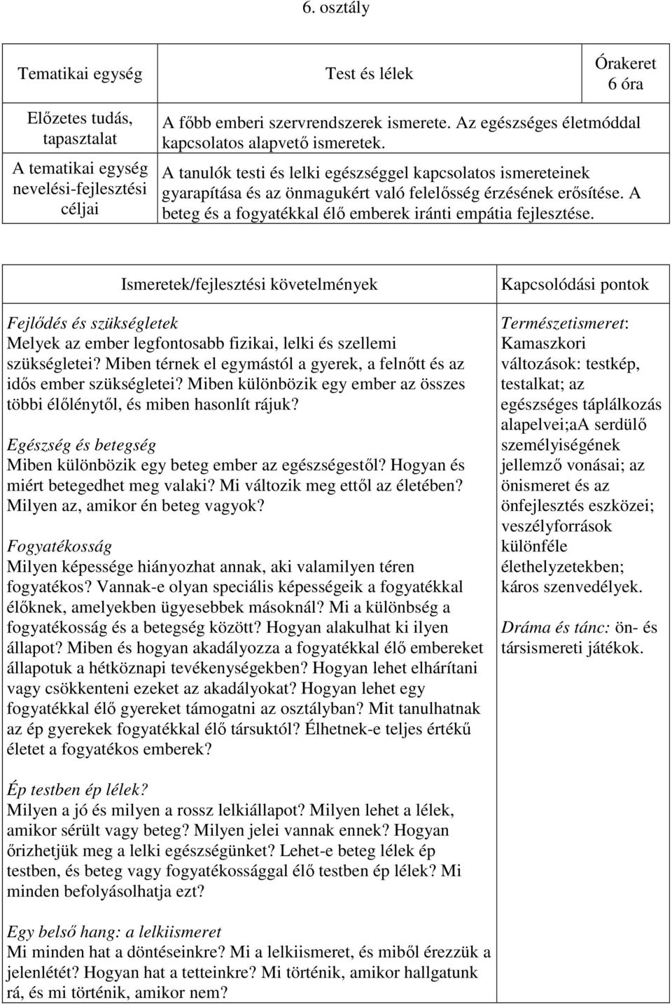 Fejlődés és szükségletek Melyek az ember legfontosabb fizikai, lelki és szellemi szükségletei? Miben térnek el egymástól a gyerek, a felnőtt és az idős ember szükségletei?