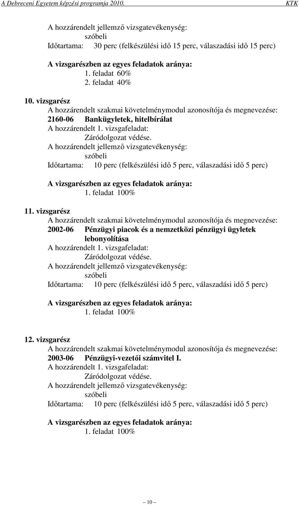 vizsgarész 2160-06 Bankügyletek, hitelbírálat 11.