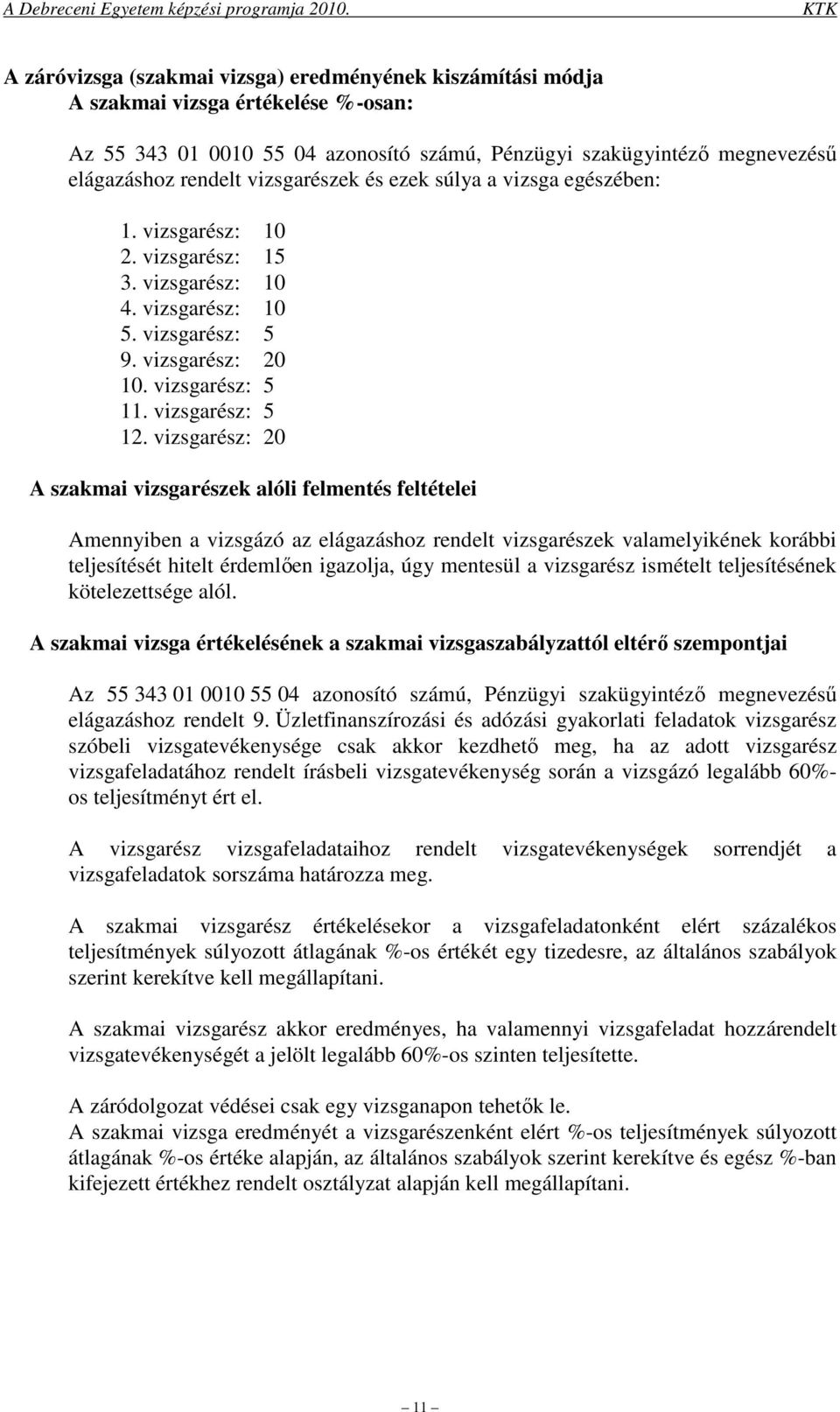 vizsgarész: 20 A szakmai vizsgarészek alóli felmentés feltételei Amennyiben a vizsgázó az elágazáshoz rendelt vizsgarészek valamelyikének korábbi teljesítését hitelt érdemlıen igazolja, úgy mentesül