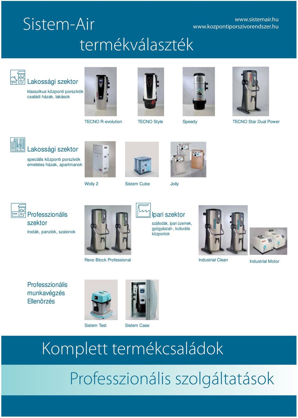 szektor speciális központi porszívók emeletes házak, apartmanok Wolly 2 Sistem Cube Jolly Professzionális szektor irodák, panziók, szalonok