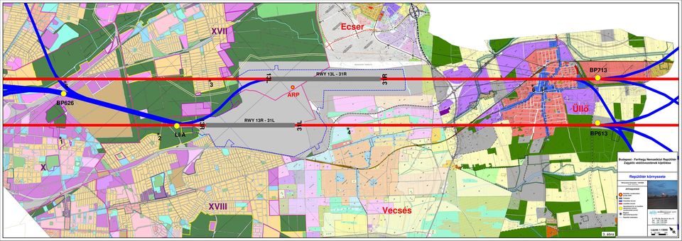 december epülıtér vonatkoztatási pontja (P) eszállási útvonal Zajcsökkentı fel- és leszállási