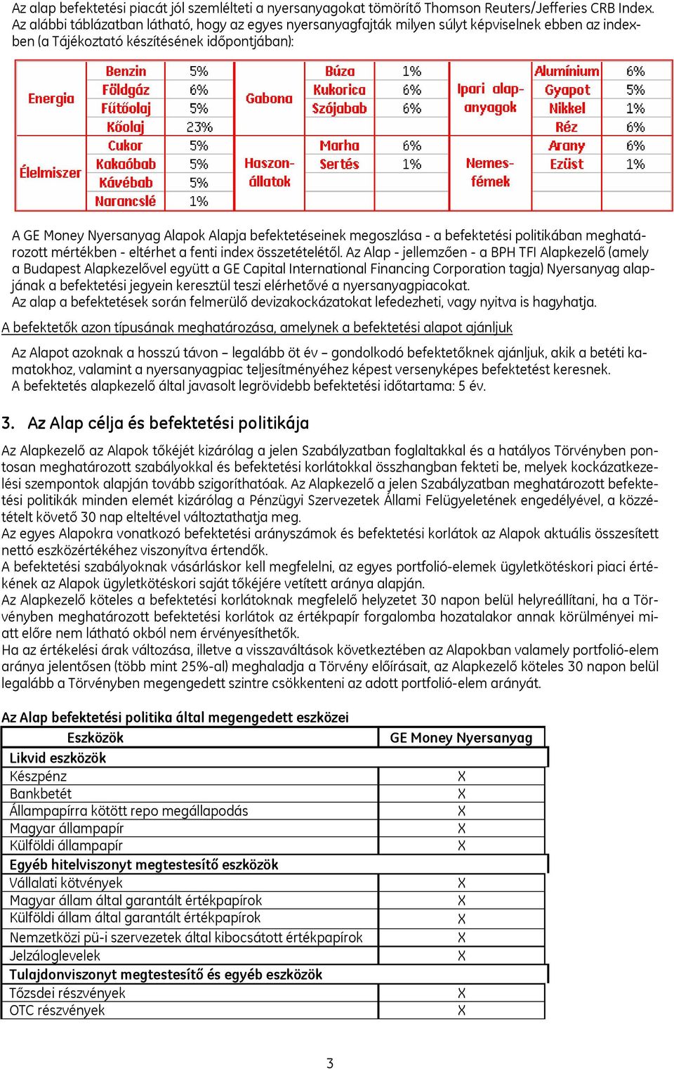 megoszlása - a befektetési politikában meghatározott mértékben - eltérhet a fenti index összetételétől.