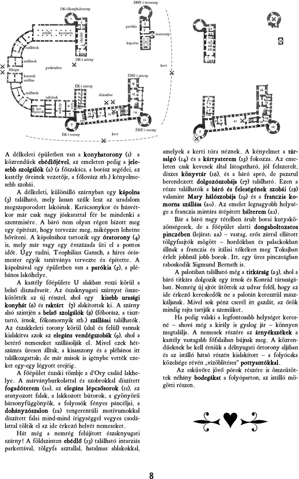 Ezen a része találhatók a báró és feleségének szobái (18) valamint Mary hálószobája (19) és a francz franc z ia kok omorna szállása (20).