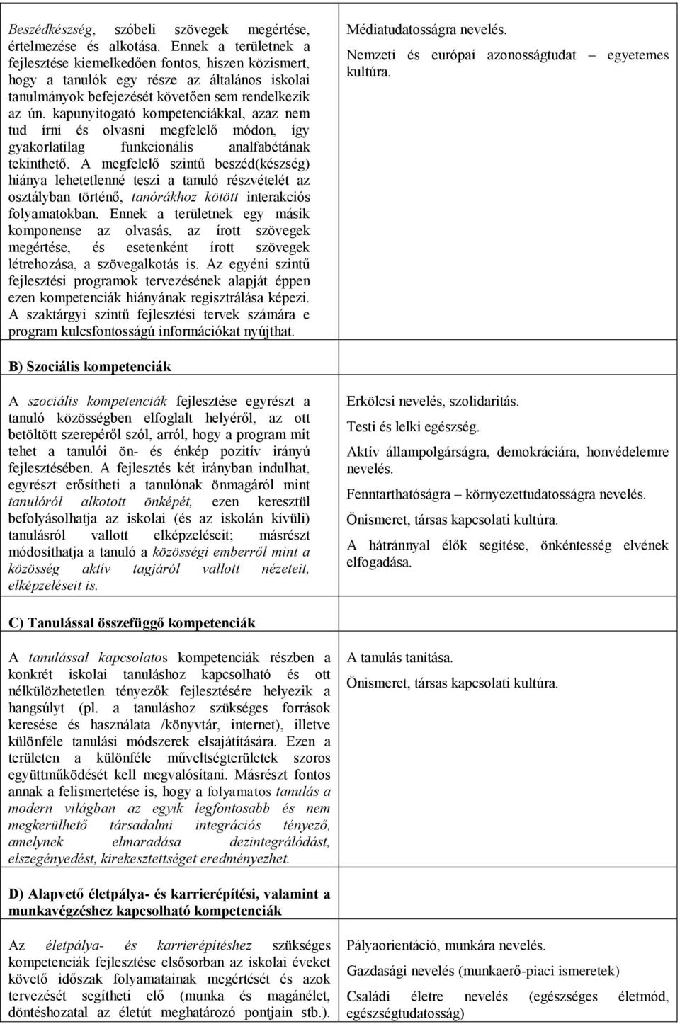 kapunyitogató kompetenciákkal, azaz nem tud írni és olvasni megfelelő módon, így gyakorlatilag funkcionális analfabétának tekinthető.