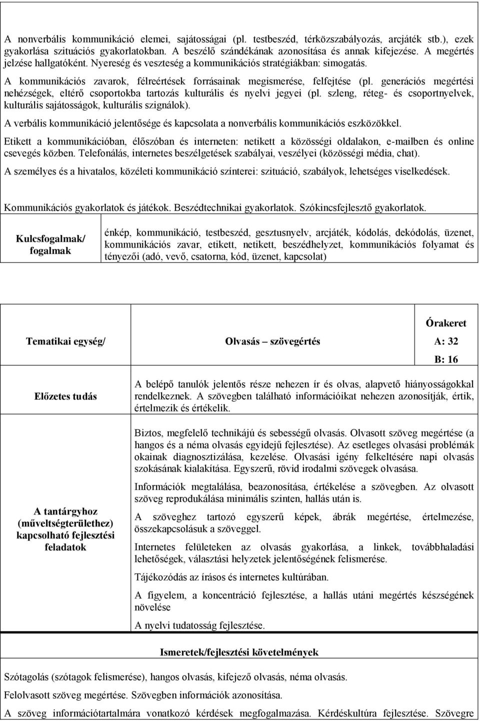 generációs megértési nehézségek, eltérő csoportokba tartozás kulturális és nyelvi jegyei (pl. szleng, réteg- és csoportnyelvek, kulturális sajátosságok, kulturális szignálok).