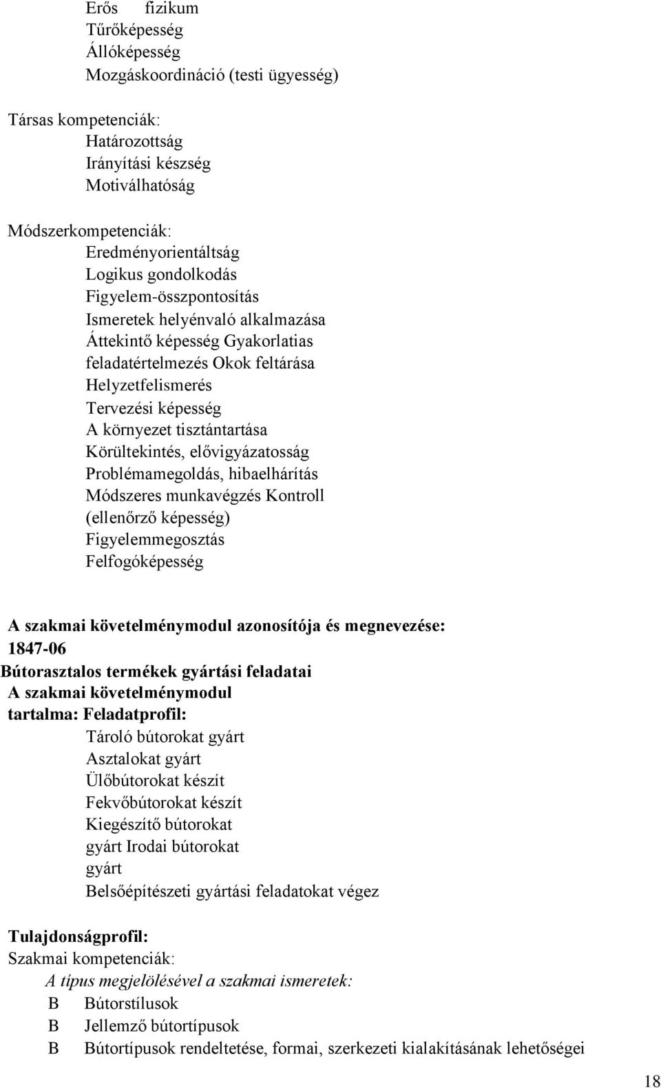 Körültekintés, elővigyázatosság Problémamegoldás, hibaelhárítás Módszeres munkavégzés Kontroll (ellenőrző képesség) Figyelemmegosztás Felfogóképesség A szakmai követelménymodul azonosítója és