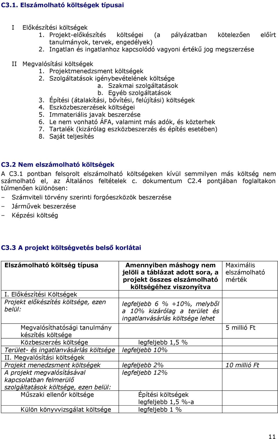 Egyéb szolgáltatások 3. Építési (átalakítási, bővítési, felújítási) költségek 4. Eszközbeszerzések költségei 5. Immateriális javak beszerzése 6. Le nem vonható ÁFA, valamint más adók, és közterhek 7.