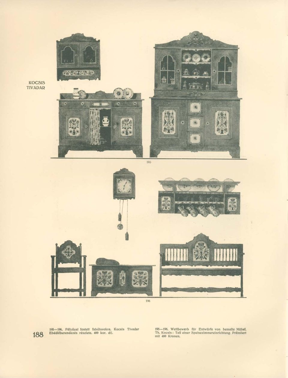 195 196. Wettbewerb für Entwürfe von bemalte Möbel. Th.