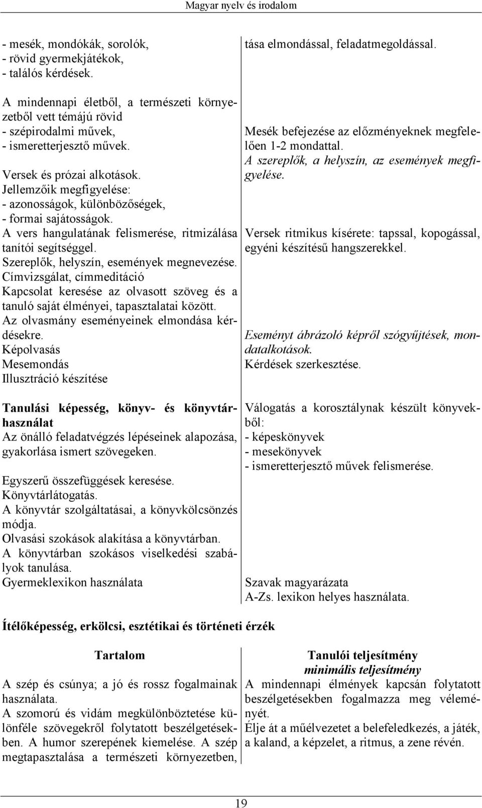 Jellemzıik megfigyelése: - azonosságok, különbözıségek, - formai sajátosságok. A vers hangulatának felismerése, ritmizálása tanítói segítséggel. Szereplık, helyszín, események megnevezése.