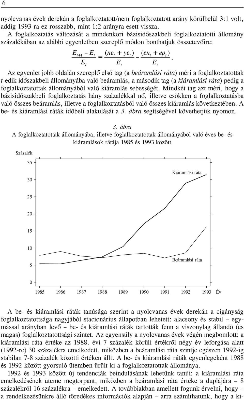 Et Et Et Az egyenlet jobb oldalán szereplõ elsõ tag (a beáramlás ráta) mér a foglalkoztatottak t-edk dõszakbel állományába való beáramlás, a másodk tag (a káramlás ráta) pedg a foglalkoztatottak