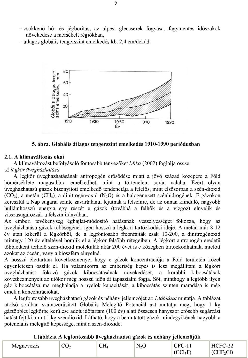 10-1990 periódusban 2.1. A klímaváltozás okai A klímaváltozást befolyásoló fontosabb tényezőket Mika (2002) foglalja össze: A légkör üvegházhatása A légkör üvegházhatásának antropogén erősödése miatt