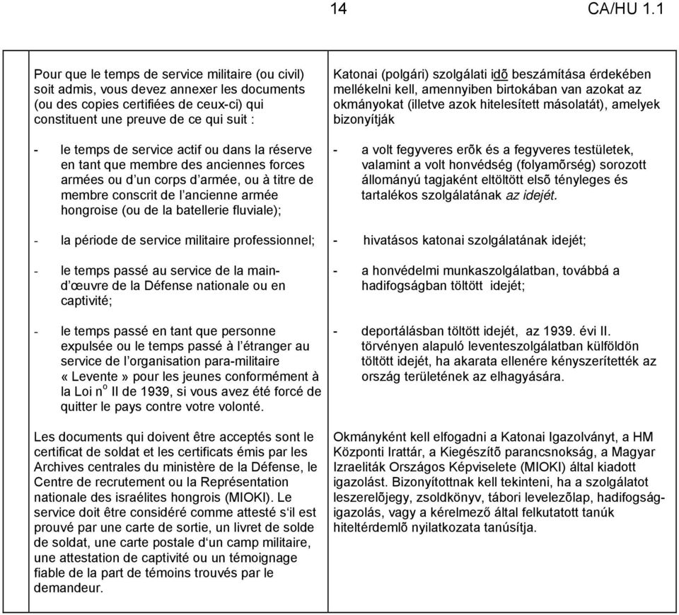 période de service militaire professionnel; - le temps passé au service de la maind œuvre de la Défense nationale ou en captivité; - le temps passé en tant que personne expulsée ou le temps passé à l