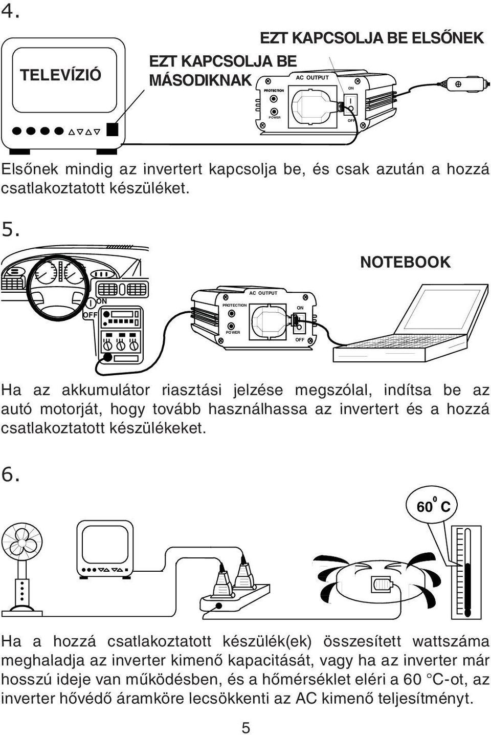 csatlakoztatott készüléket. 5.