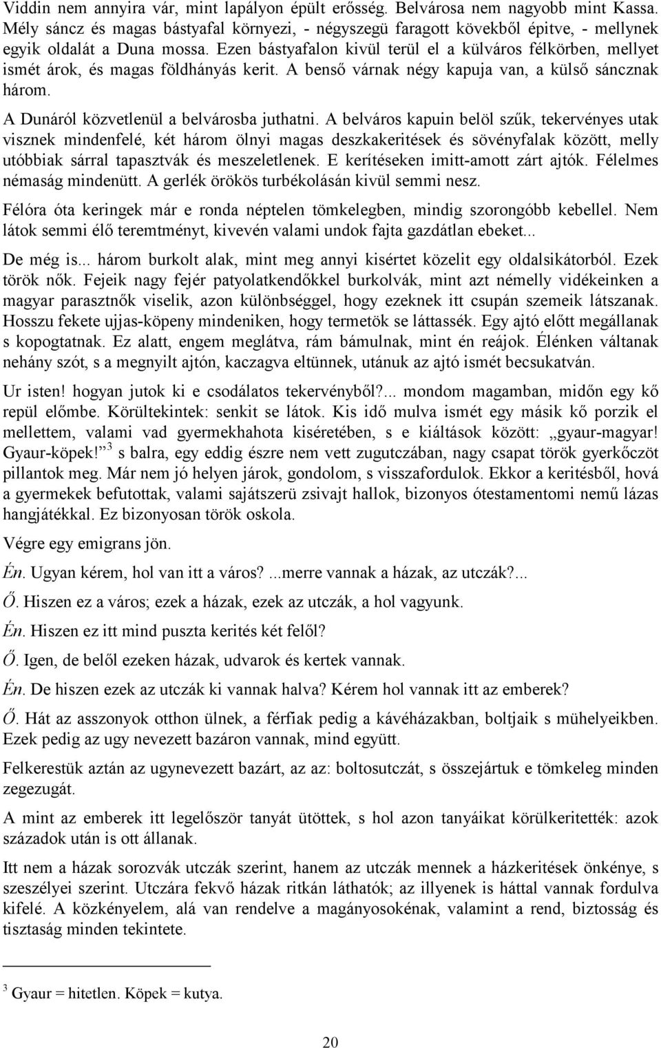 Ezen bástyafalon kivül terül el a külváros félkörben, mellyet ismét árok, és magas földhányás kerit. A benső várnak négy kapuja van, a külső sáncznak három.