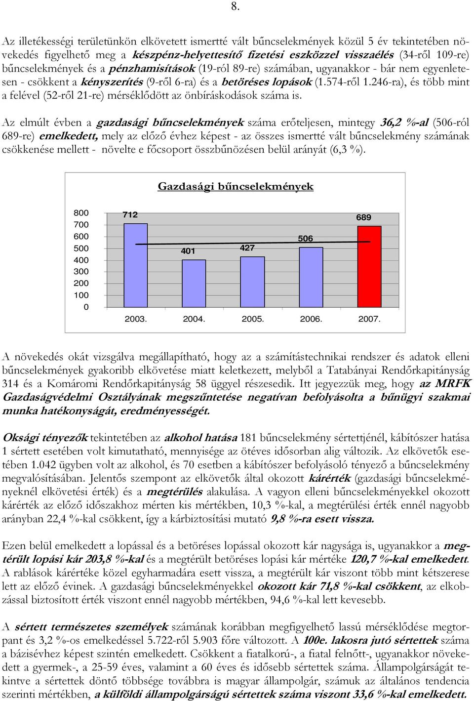 246-ra), és több mint a felével (52-rıl 21-re) mérséklıdött az önbíráskodások száma is.