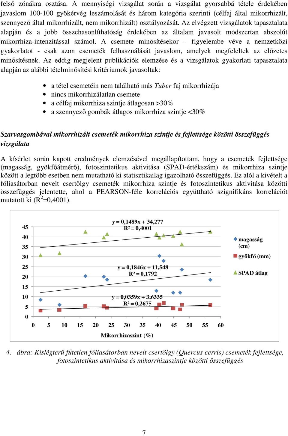 mikorrhizált) osztályozását. Az elvégzett vizsgálatok tapasztalata alapján és a jobb összehasonlíthatóság érdekében az általam javasolt módszertan abszolút mikorrhiza-intenzitással számol.