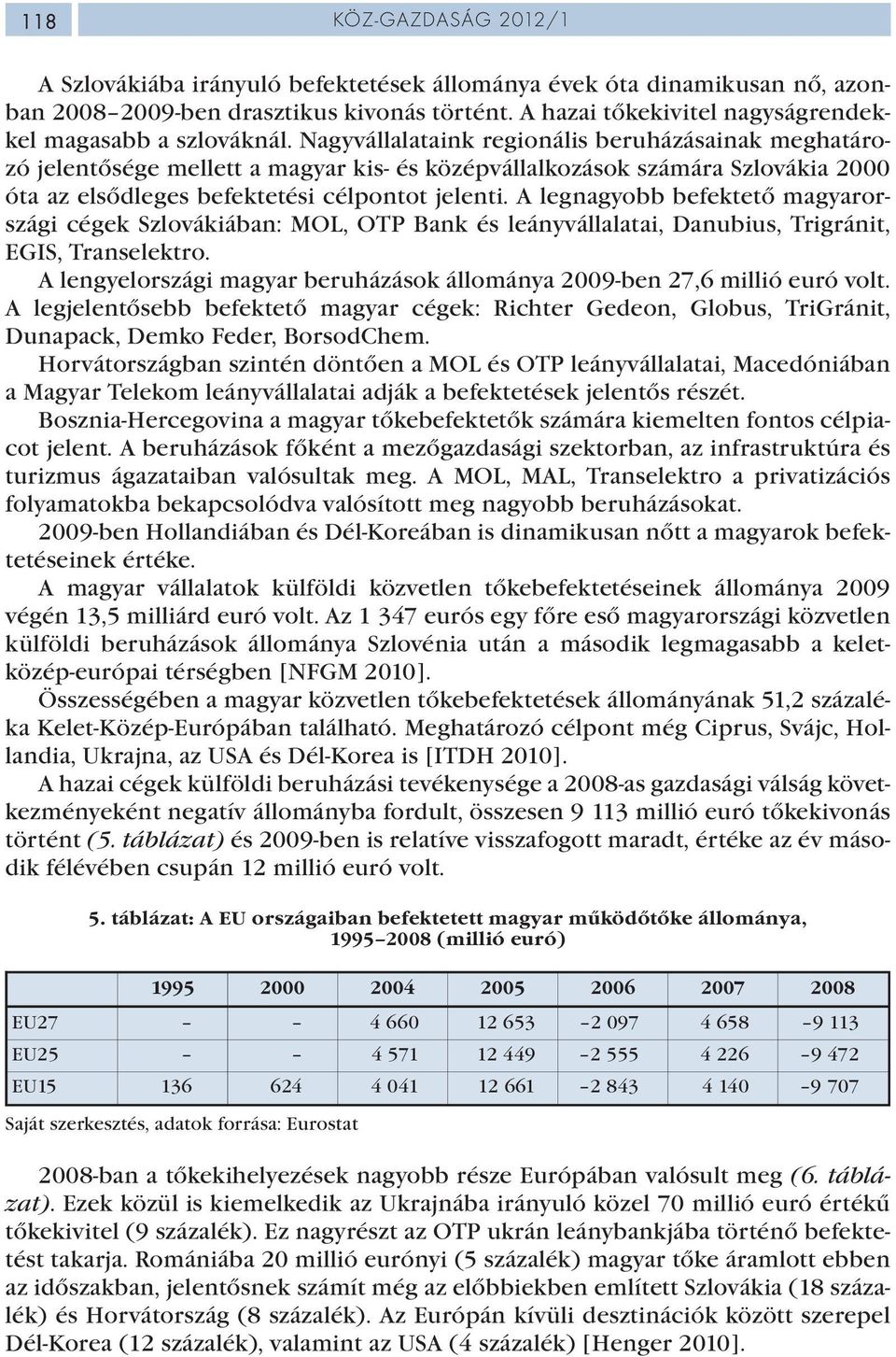 Nagyvállalataink regionális beruházásainak meghatározó jelentősége mellett a magyar kis- és középvállalkozások számára Szlovákia 2000 óta az elsődleges befektetési célpontot jelenti.