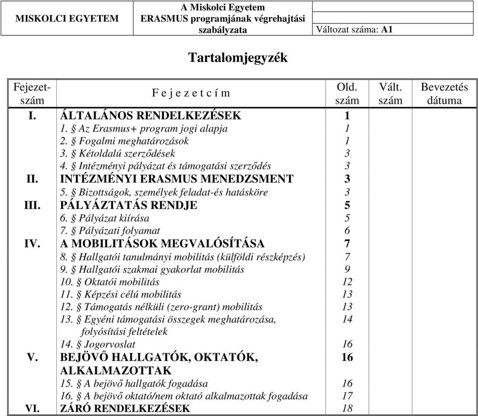 Pályázati folyamat 6 IV. A MOBILITÁSOK MEGVALÓSÍTÁSA 7 8. Hallgatói tanulmányi mobilitás (külföldi részképzés) 7 9. Hallgatói szakmai gyakorlat mobilitás 9 10. Oktatói mobilitás 12 11.