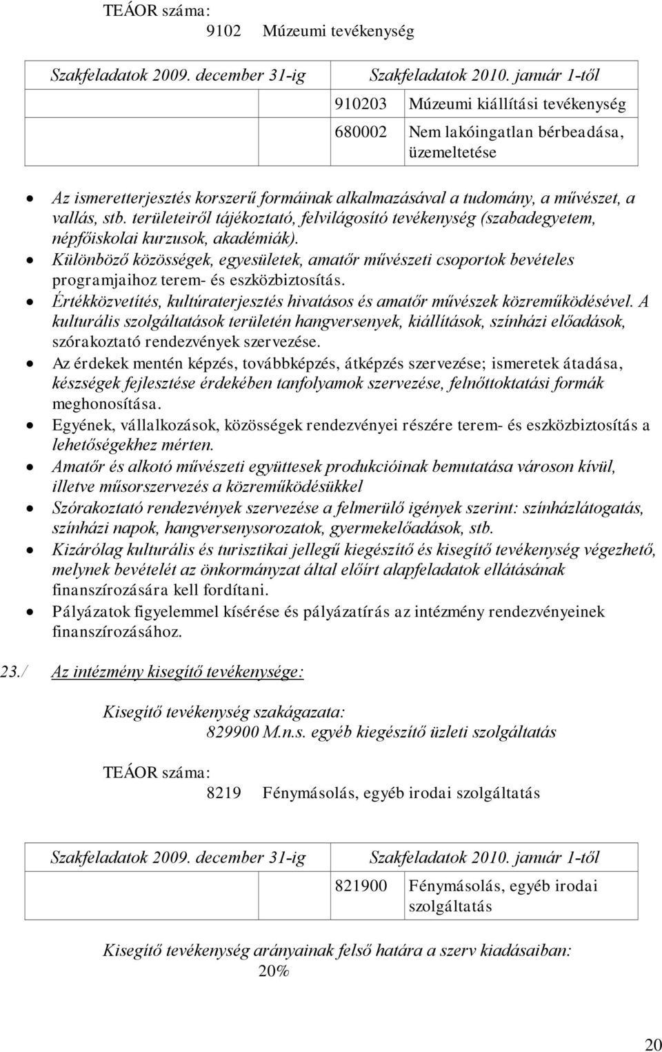 területeiről tájékoztató, felvilágosító tevékenység (szabadegyetem, népfőiskolai kurzusok, akadémiák).