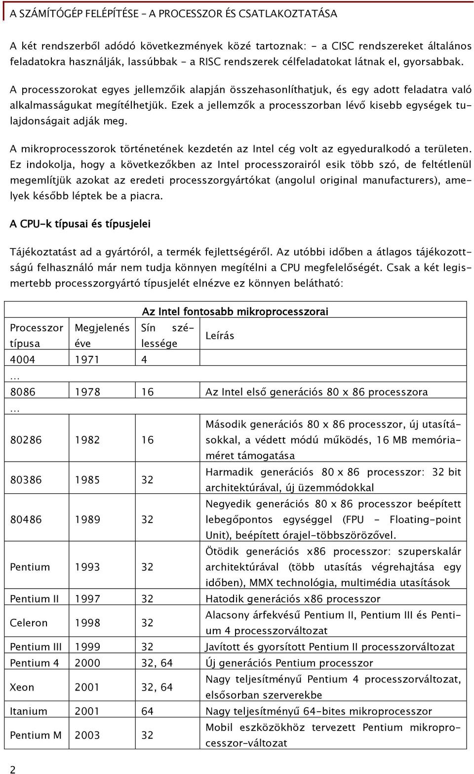 A mikroprocesszorok történetének kezdetén az Intel céő volt az eőyeduralkodó a területen.