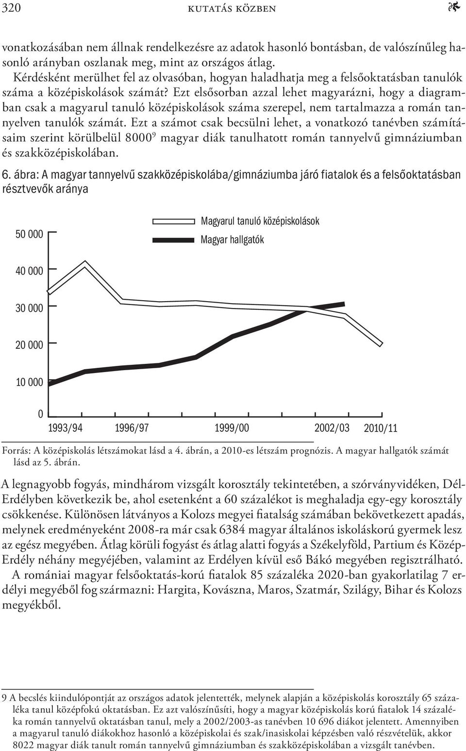 Ezt elsősorban azzal lehet magyarázni, hogy a diagramban csak a magyarul tanuló középiskolások száma szerepel, nem tartalmazza a román tannyelven tanulók számát.