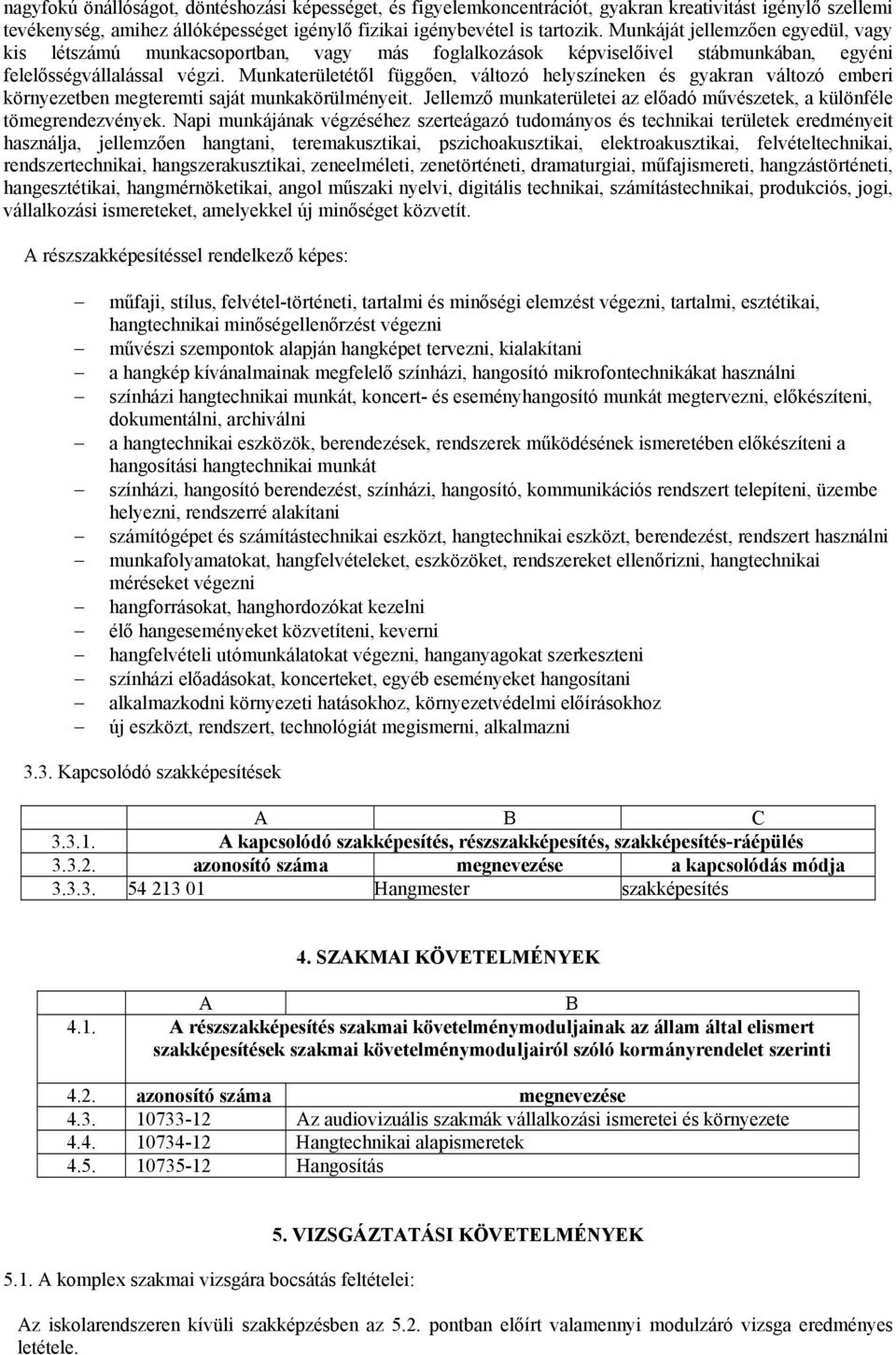 Munkaterületétől függően, változó helyszíneken és gyakran változó emberi környezetben megteremti saját munkakörülményeit. Jellemző munkaterületei az előadó művészetek, a különféle tömegrendezvények.