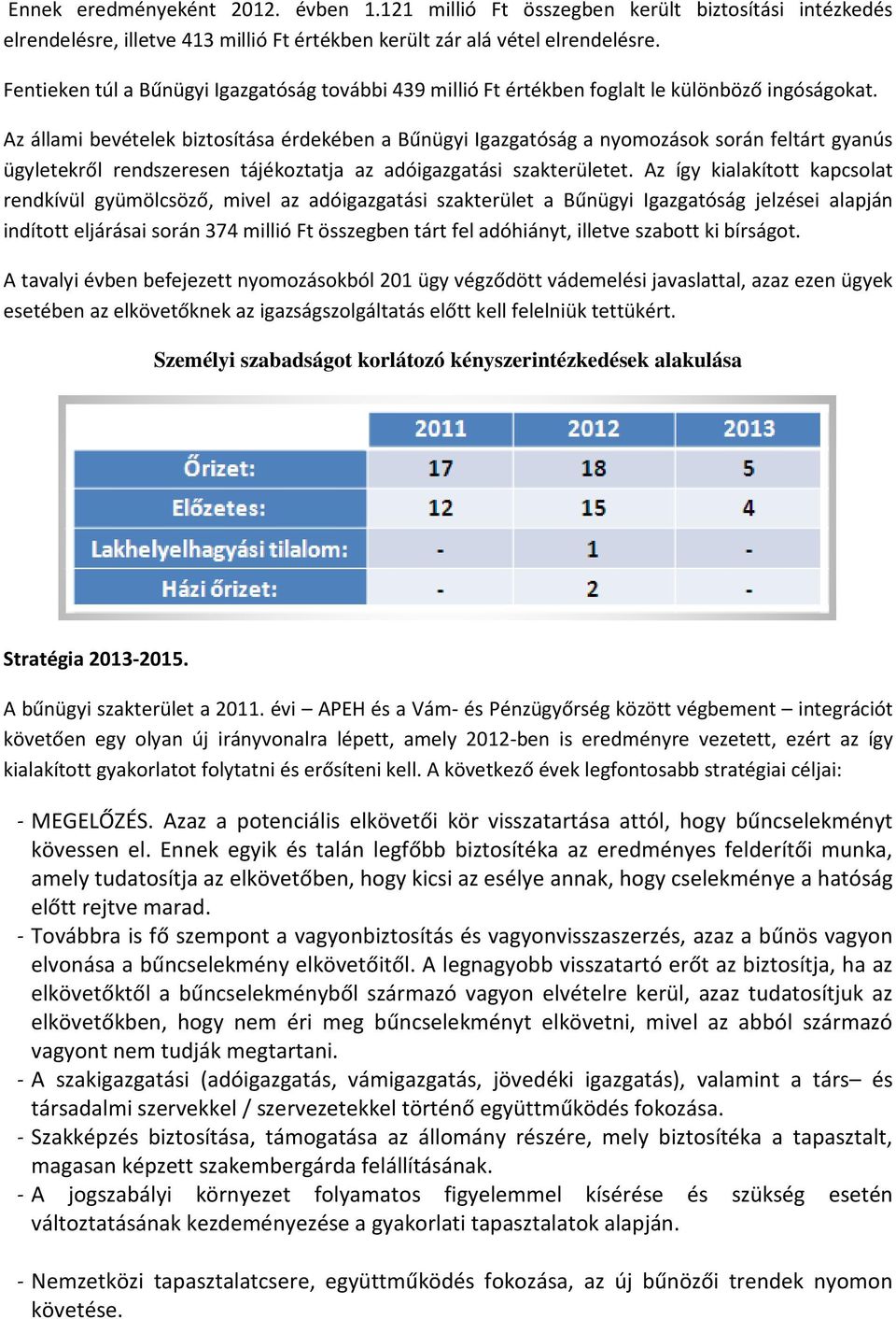 Az állami bevételek biztosítása érdekében a Bűnügyi Igazgatóság a nyomozások során feltárt gyanús ügyletekről rendszeresen tájékoztatja az adóigazgatási szakterületet.