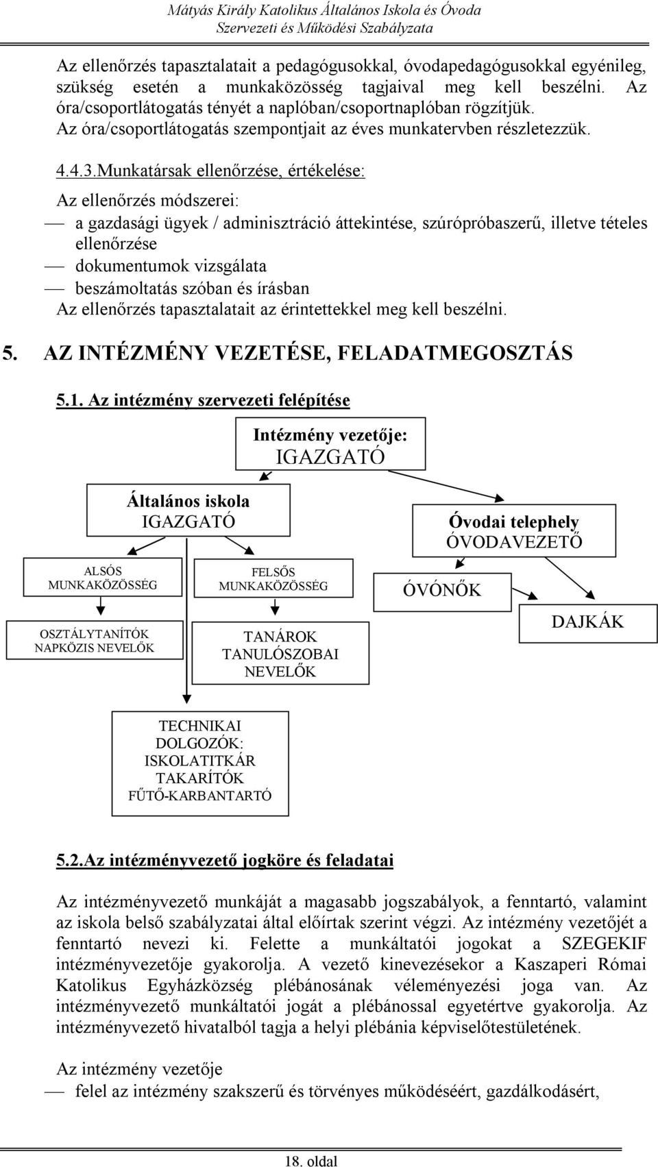 Munkatársak ellenőrzése, értékelése: Az ellenőrzés módszerei: a gazdasági ügyek / adminisztráció áttekintése, szúrópróbaszerű, illetve tételes ellenőrzése dokumentumok vizsgálata beszámoltatás szóban