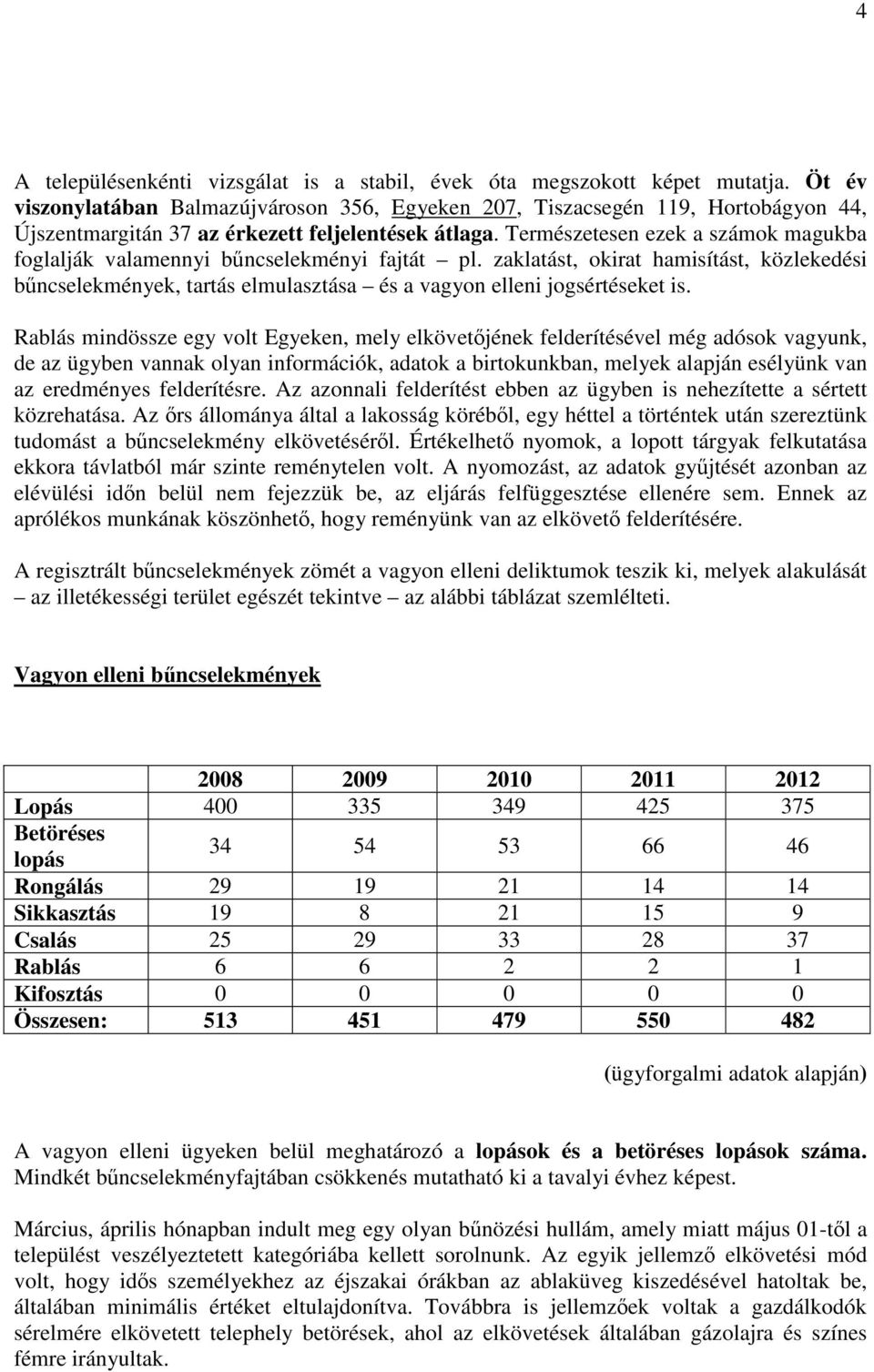 Természetesen ezek a számok magukba foglalják valamennyi bűncselekményi fajtát pl. zaklatást, okirat hamisítást, közlekedési bűncselekmények, tartás elmulasztása és a vagyon elleni jogsértéseket is.