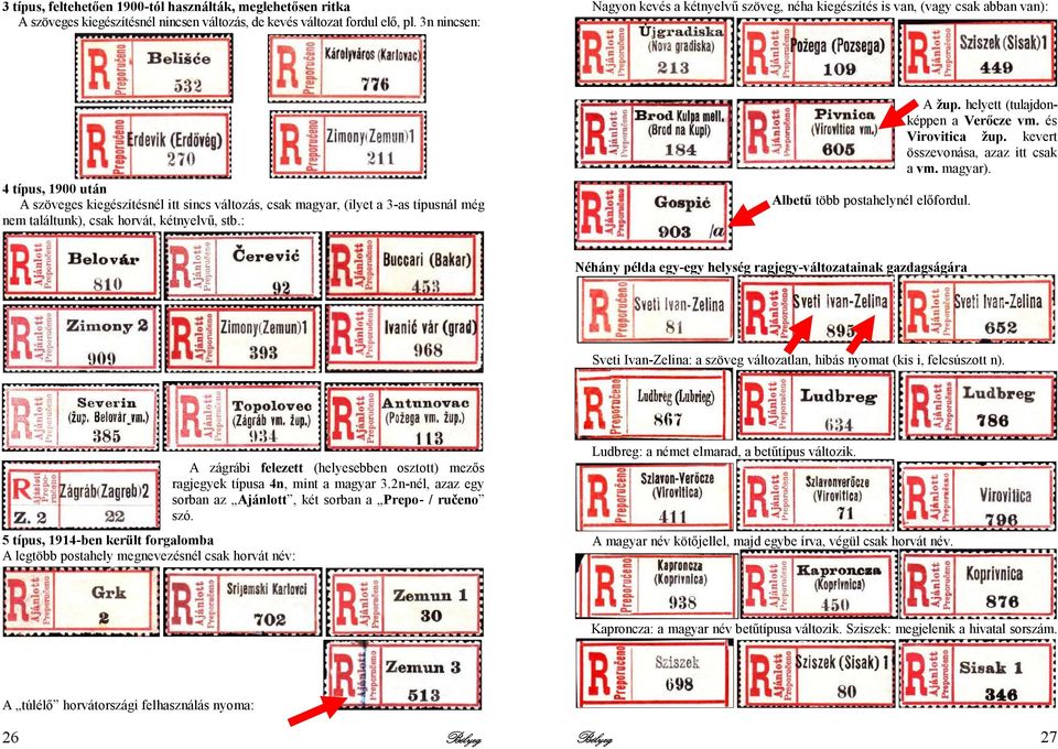 nem találtunk), csak horvát, kétnyelvő, stb.: Albető több postahelynél elıfordul. A žup. helyett (tulajdonképpen a Verıcze vm. és Virovitica žup. kevert összevonása, azaz itt csak a vm. magyar).