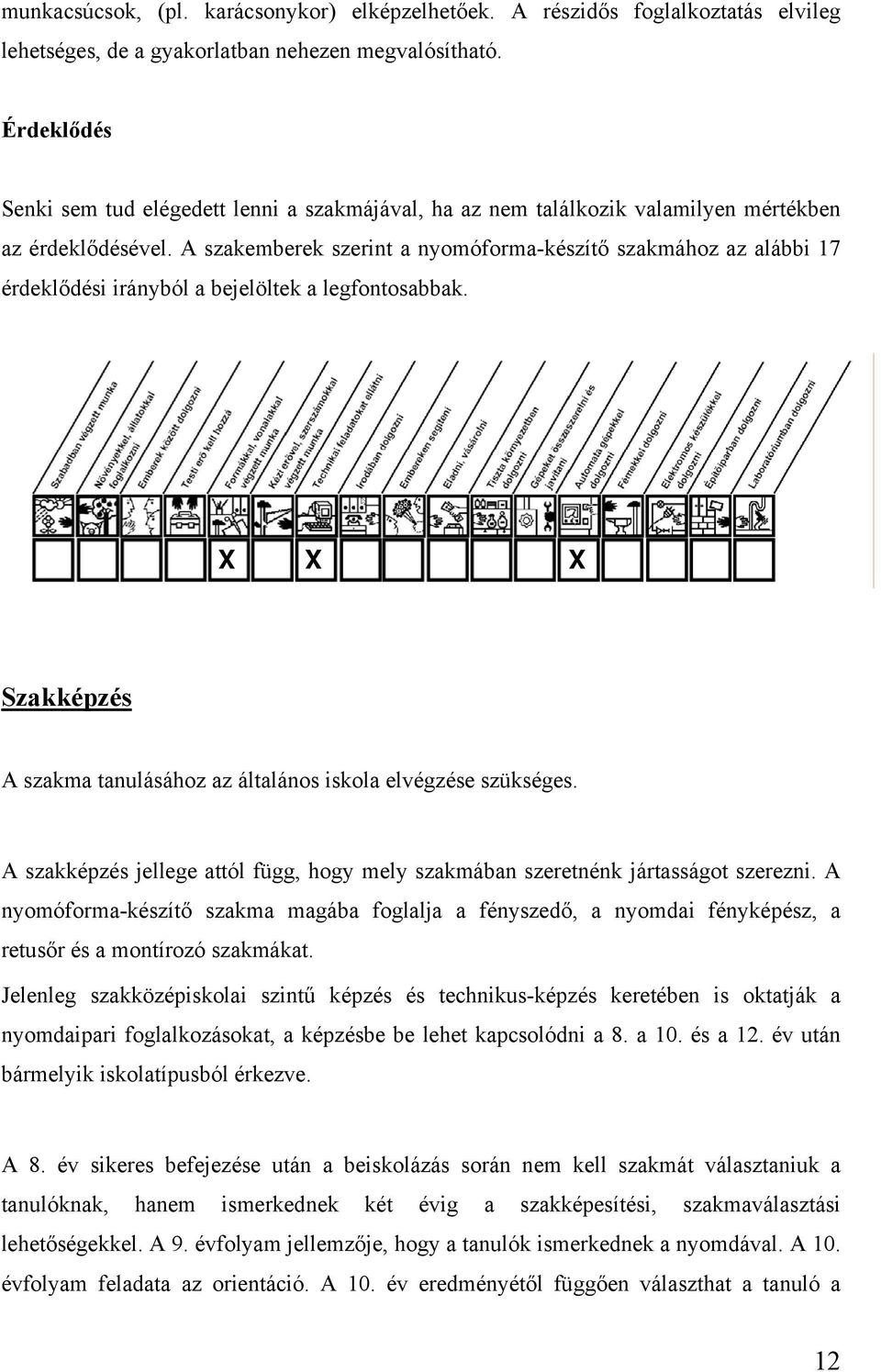 A szakemberek szerint a nyomóforma-készítő szakmához az alábbi 17 érdeklődési irányból a bejelöltek a legfontosabbak. X X X Szakképzés A szakma tanulásához az általános iskola elvégzése szükséges.