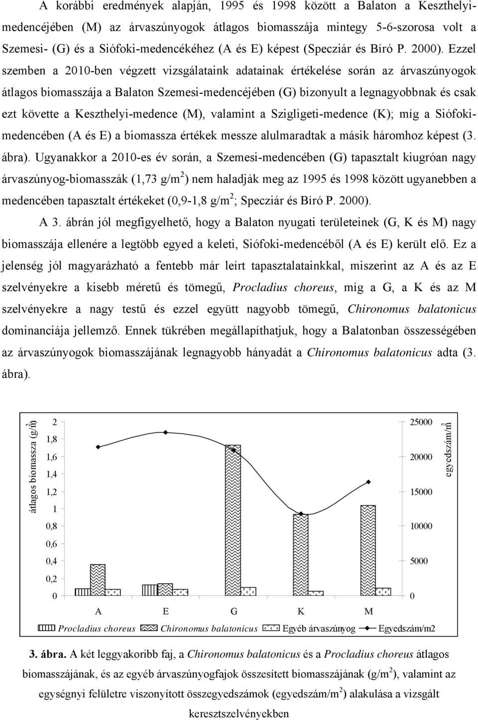 Ezzel szemben a 2010-ben végzett vizsgálataink adatainak értékelése során az árvaszúnyogok átlagos biomasszája a Balaton Szemesi-medencéjében (G) bizonyult a legnagyobbnak és csak ezt követte a