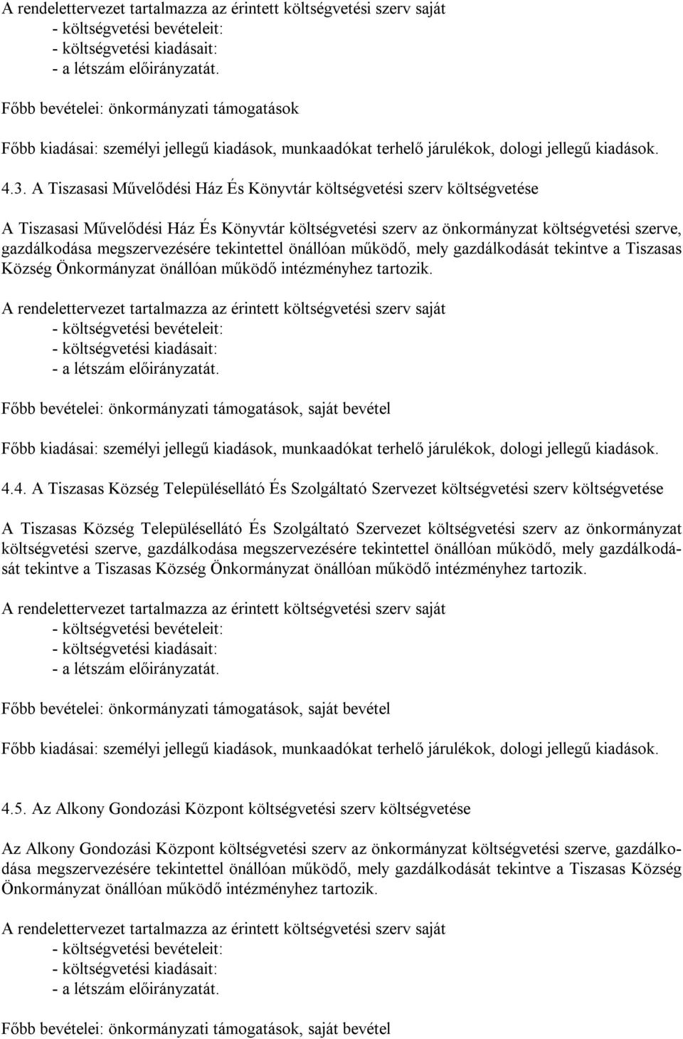 A Tiszasasi Művelődési Ház És Könyvtár költségvetési szerv költségvetése A Tiszasasi Művelődési Ház És Könyvtár költségvetési szerv az önkormányzat költségvetési szerve, gazdálkodása megszervezésére