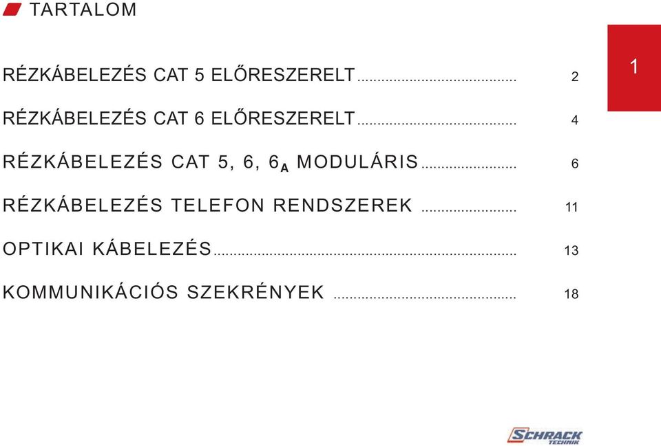 .. 4 RÉZKÁBELEZÉS CAT 5, 6, 6 A MODULÁRIS.