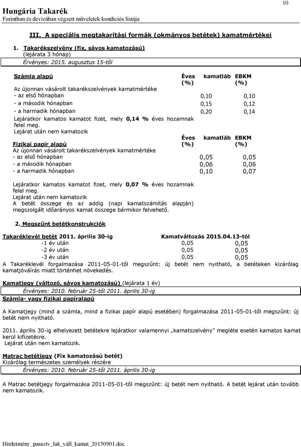 fizet, mely 0,14 % éves hozamnak felel meg.