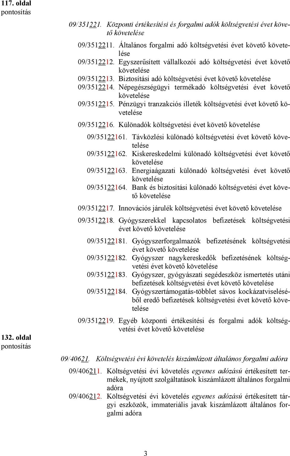 Népegészségügyi termékadó költségvetési évet követő követelése 09/3512215. Pénzügyi tranzakciós illeték költségvetési évet követő követelése 09/3512216.