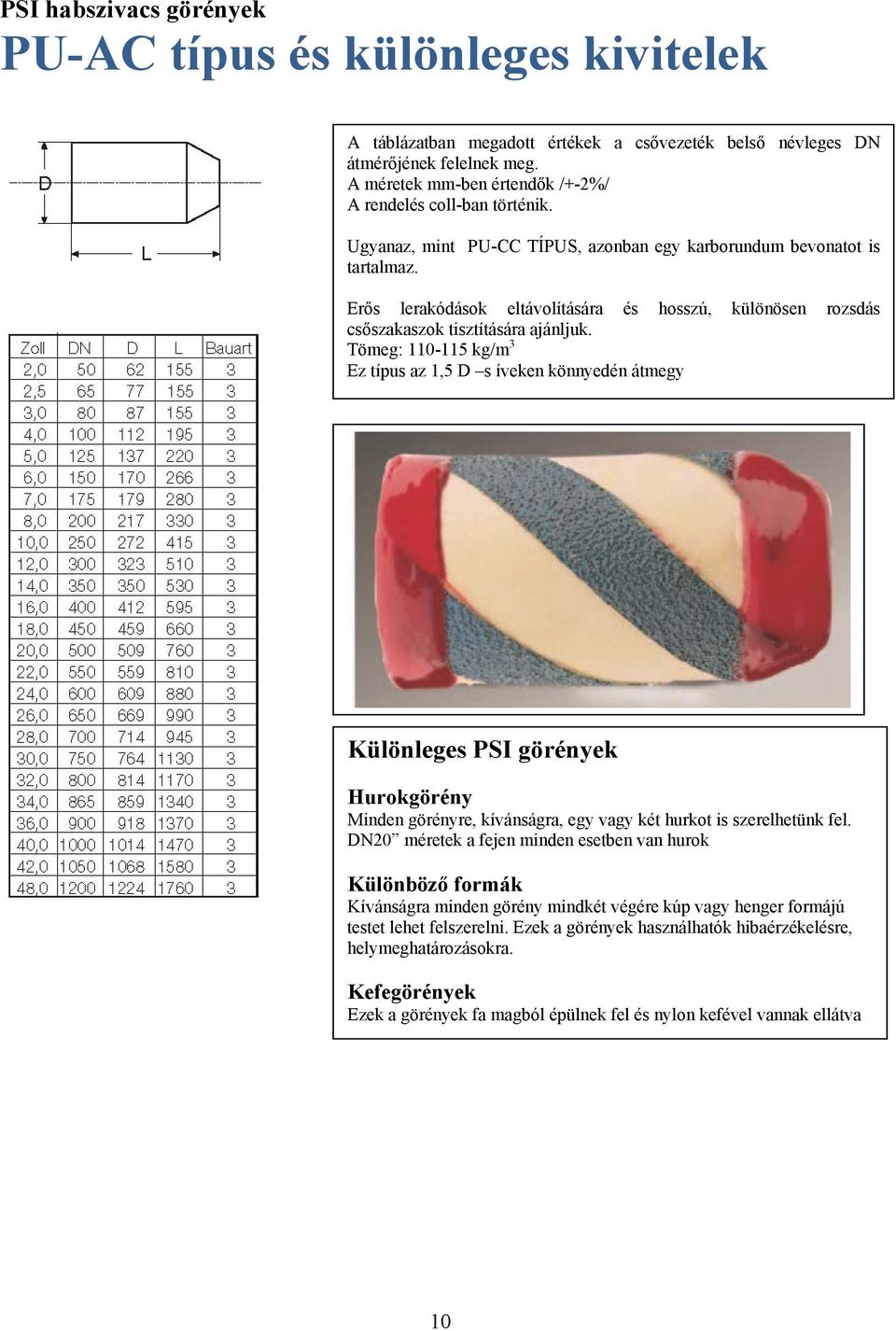 Erős lerakódások eltávolítására és hosszú, különösen rozsdás csőszakaszok tisztítására ajánljuk.