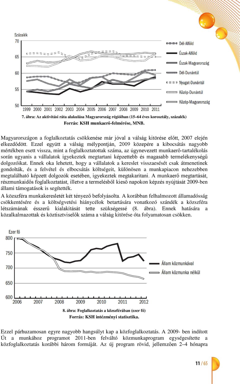 Ezzel együtt a válság mélypontján, 2009 közepére a kibocsátás nagyobb mértékben esett vissza, mint a foglalkoztatottak száma, az úgynevezett munkaerő-tartalékolás során ugyanis a vállalatok