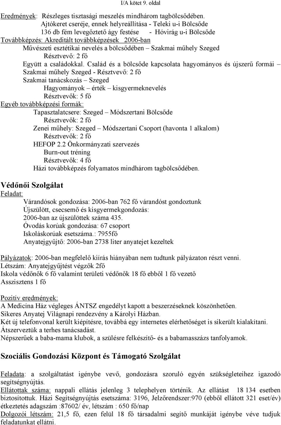 bölcsődében Szakmai műhely Szeged Résztvevő: 2 fő Együtt a családokkal.