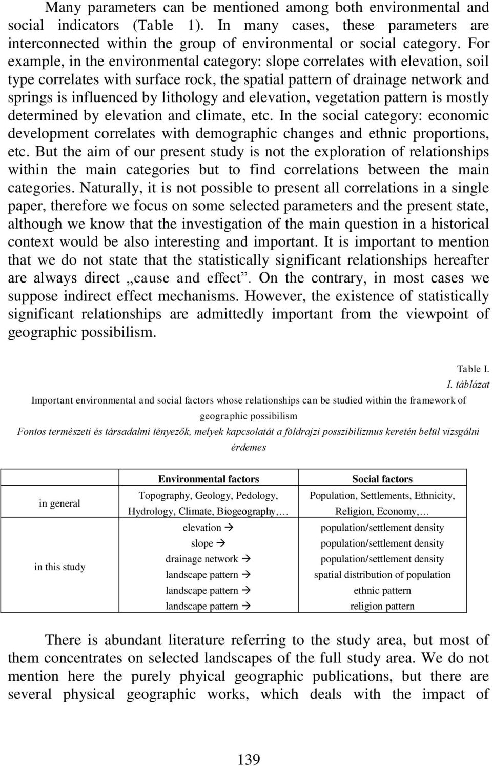 elevation, vegetation pattern is mostly determined by elevation and climate, etc. In the social category: economic development correlates with demographic changes and ethnic proportions, etc.