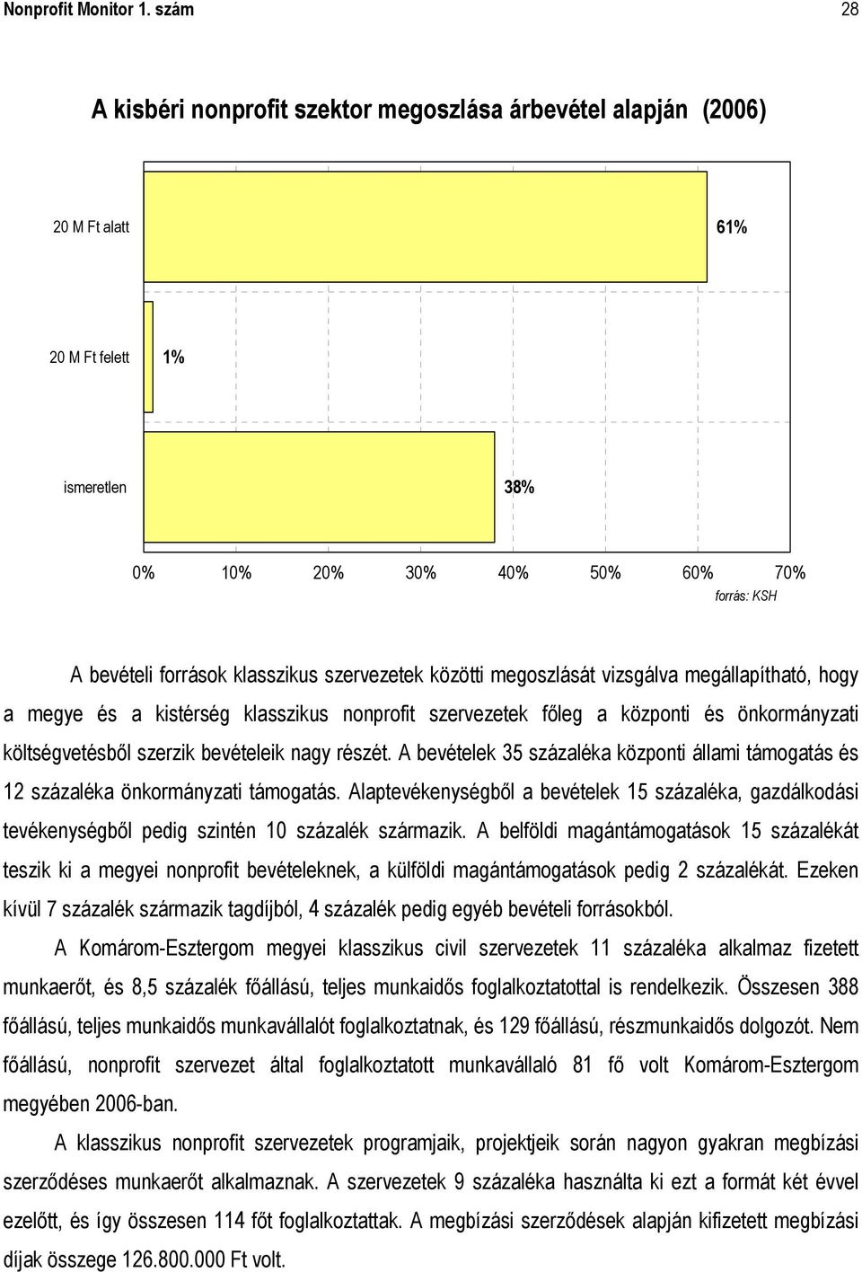 szervezetek közötti megoszlását vizsgálva megállapítható, hogy a megye és a kistérség klasszikus nonprofit szervezetek főleg a központi és önkormányzati költségvetésből szerzik bevételeik nagy részét.