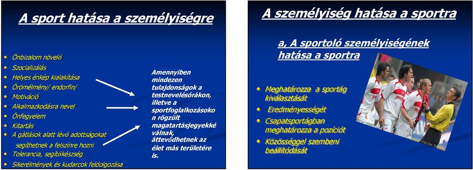 lmények és kudarcok feldolgozása Amennyiben mindezen tulajdonságok a testnevelésórákon, illetve a sportfoglalkozásoko n rögzült magatartásjegyekké válnak,